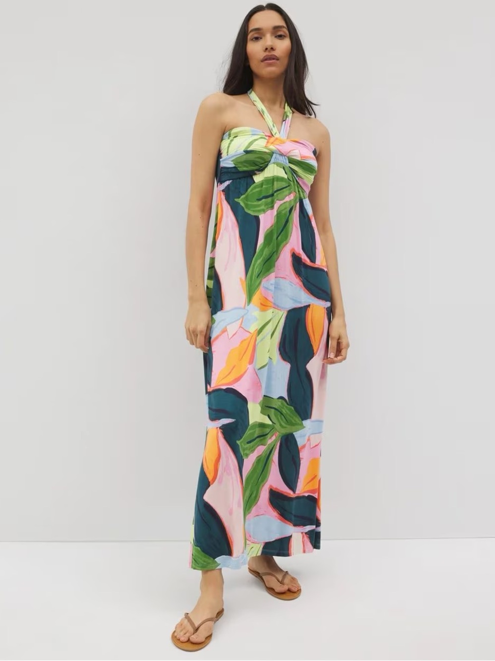 SOMA Maxi Bra Dress: Tropical Print